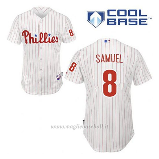 Maglia Baseball Uomo Philadelphia Phillies Juan Samuel 8 Bianco 1ªCool Base